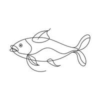Catfish fish continuous line art illustration on white background vector