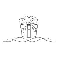 beautifully wrapped gift box symbolizing the perfect present for a loving partner continuous line art flat illustration on white background. vector