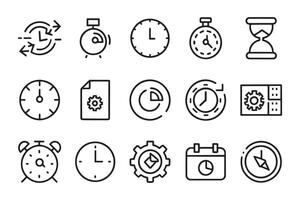 Time. Time Speed, Hold, 24h Available and more. related editable icon set isolated flat illustration white background. vector