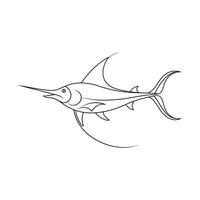 Bone fish continuous line art flat illustration on white background vector
