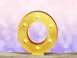Big plastic numbers with shining light bulbs photo