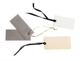 Empty shopping tag template. Isolated on white photo