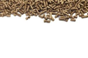 stack of wooden pellets for bio energy, white background, isolated photo