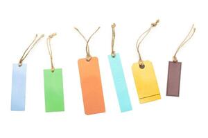 Empty shopping tag template. Isolated on white photo