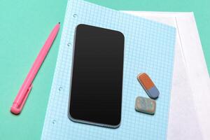 Black smartphone on the table photo