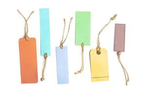 Empty shopping tag template. Isolated on white photo
