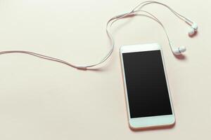 Top view smartphone mock up template with black screen photo