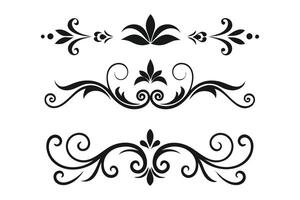 Flat illustration of decorative scroll design elements on a white background, highlighting ornate and artistic patterns vector
