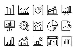 visualization of data statistic and analytics related editable icon set isolated flat illustration white background vector