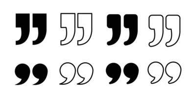 Quotes, quotation marks icon set. Quotes icon set. talk bubble speech icon. Quote marks outline, speech marks, inverted commas or talking marks collection. vector
