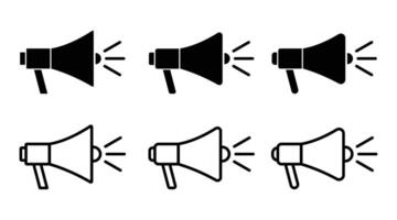 Megaphone icons set. Electric megaphone symbol with sound. Advertising concept. Flat and line style. Loudspeaker megaphone icon collection. on white background. vector