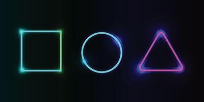 Collection of futuristic Hud light frame. Light glass blue frames square, rectangle, circle. Neon frame design. vector