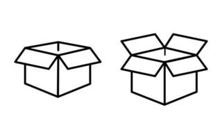 Open box icon set. Box icon set in line style. package shipping box delivery parcel. export boxes, cargo box, gift box, vector