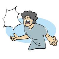 half length of angry man shouting illustration isolated on white background vector