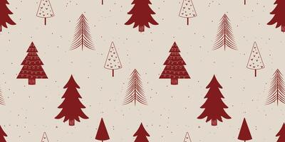 Seamless Pattern of Cute Red Christmas Tree with Different Style vector
