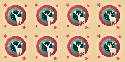 Seamless Pattern Deer in a Winter Paper Cut Style vector