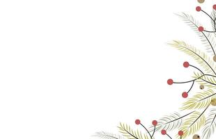 Winter background with fir branches, pine and berries. Holiday design, post template, social media. Poster, banner with place for text. illustration vector