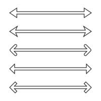 Double arrow line icon set. Two arrows outline sign symbol. Editable stroke vector