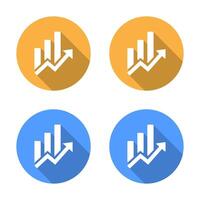 Business chart icon with long shadow. Financial graph concept vector