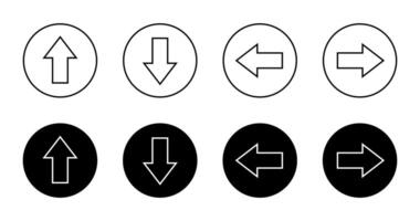 Up, down, left, and right arrow line icon black circle vector