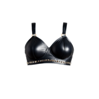 Edgy leather bralette with studded details rocking out grungy textures rebellious attitude png
