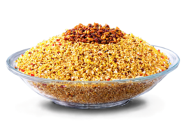 Bhel puri Indian snack with puffed rice and tangy tamarind sauce served on a transparent png