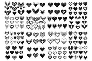 Collection of Ornate Heart Designs with Wings - Heart Illustrations for Valentine's Day and Decorative Projects vector