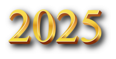 2025 Happy New Year Golden 3d Texting png