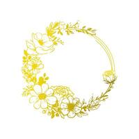 floral frame is circular and gold in color vector
