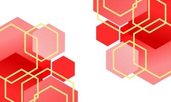 dark red and light red hexagon geometric abstract background vector