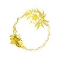 gold circle floral frame vector