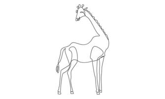one continuous outline Giraffe drawing and simple minimalist design and minimalist vector