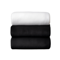 Simple and elegant stack of monochrome folded towels in white, gray, and black on a transparent background, ideal for minimalist decor. png
