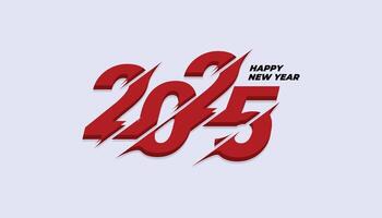 Happy New Year 2025 with the creative concept of number combination. Energetic red scratch banner. vector