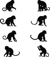 Unique Collection Of Monkey Silhouette vector