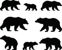 Bear silhouettes set on white background vector