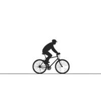 Silhouette of a cyclist riding a bike with a white background vector