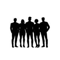 Silhouette of a group of professionals standing together with a white background vector