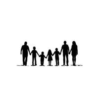 Silhouette of a family holding hands against a white background vector