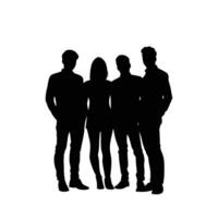 Silhouette of a group of professionals standing together with a white background vector