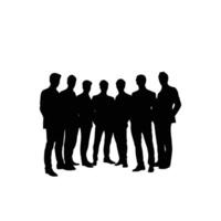 Silhouette of a group of professionals standing together with a white background vector