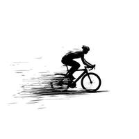 Silhouette of a cyclist on a racing bicycle on a white background vector