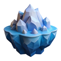 A low poly ice cube with a mountain in the middle png