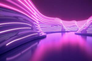 smooth wavy purple surface with glowing pink neon lines creating a flowing futuristic aesthetic photo