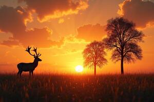 wild life silhouette on sun set light at africa country photo
