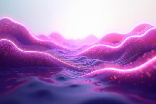 smooth wavy purple surface with glowing pink neon lines creating a flowing futuristic aesthetic photo