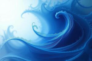 flowing blue wave like forms with intricate patterns The background is a gradient of light blue photo