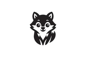 Cute cartoon dog face logo design with simple lines and features vector