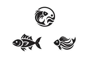 Fish simple icon. Silhouette on white background. vector