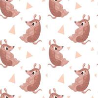 Pattern with brown armadillo and triangles vector
